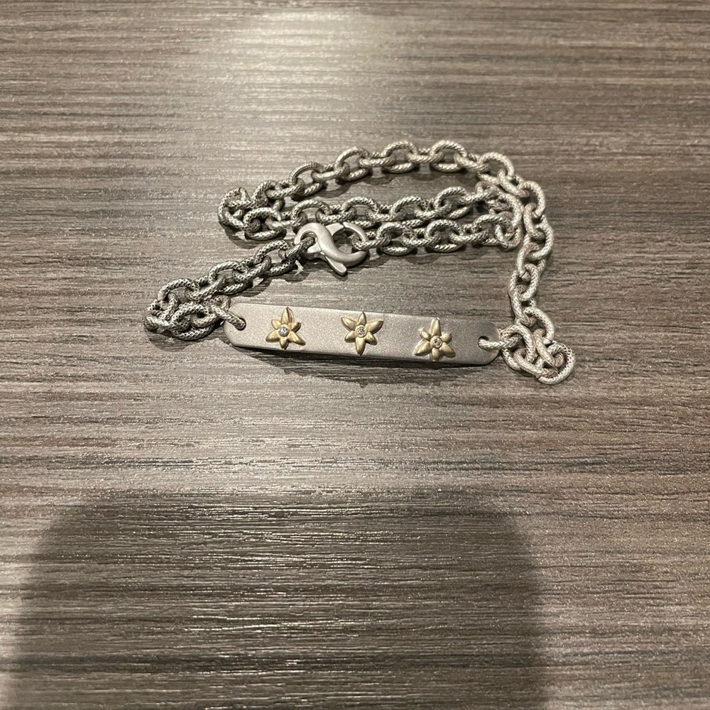 Lizabeth Sterling Bracelet w/gold & diamond accents.